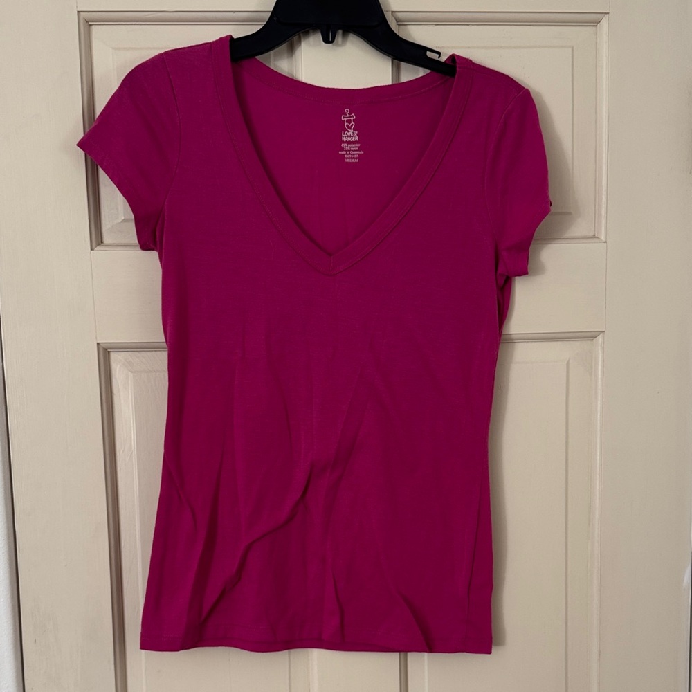 Love on a Hanger Fuchsia V-Neck Tee